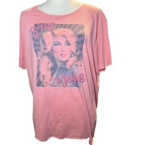 Dolly Parton "Tease It To Jesus" Graphic Tee, Oversized Raw Cut, Women's Large